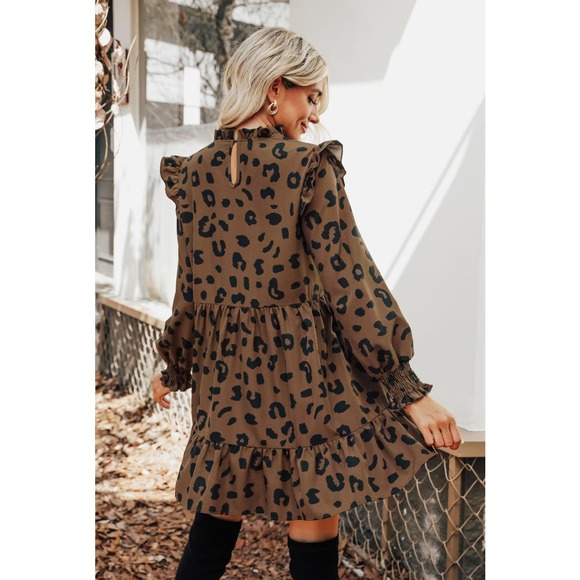 NWT Cupshe Bryanna Leopard Print Ruffled Dress - Picture 2 of 11